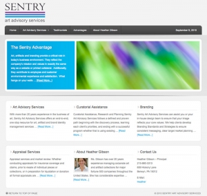 Sentry Art Advisory Services Wordpress website